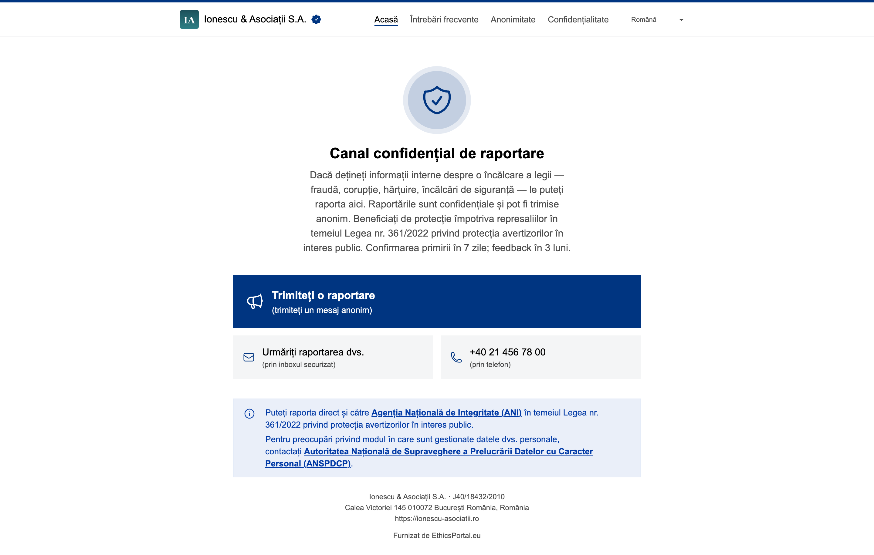 Linkul și codul QR ale portalului